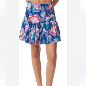 Circus NY by Sam Edelman Chelsea Printed Ruffle Flounce Skirt Pink Orange 26